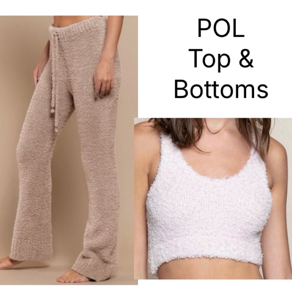 POL MOCHA TAN STRETCHY TEDDY STRAIGHT LEG LOUNGE PANTS SIZE MEDIUM NWOT - Picture 7 of 8